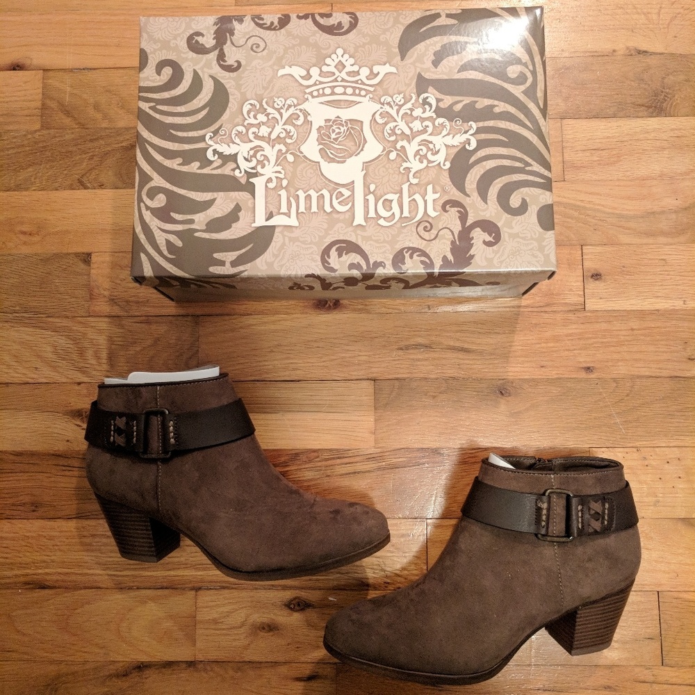 Limelight Brown Heeled Booties w/ Buckle